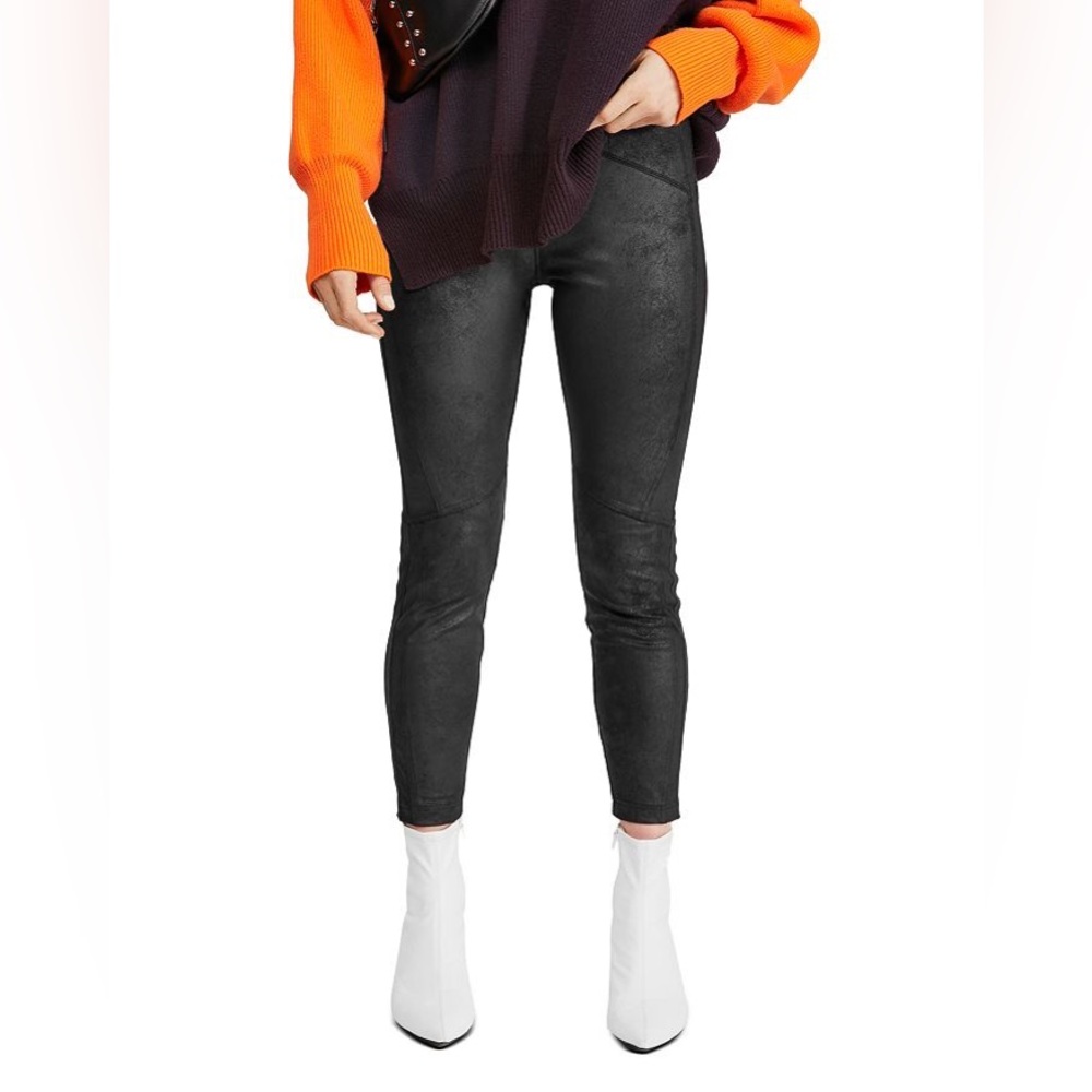 Free People Black Faux-Leather Leggings